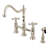 Kingston Brass Heritage Two-Handle 4-Hole Deck Mount Bridge Kitchen Faucet with Brass Side Sprayer-126382915