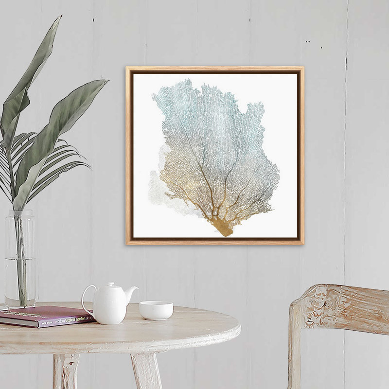 " Delicate Coral I " by Isabelle Z, Picture Framed Canvas, 21.25" H x 21.25" W, Natural Floating
