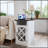 Farmhouse End Table With Charging Station, 15.4'' Rustic Nightstand With Barn Door & Adjustable Shelf, Wooden Sofa Side Table With 3-Tier Storage For Living Room, Bedroom, White