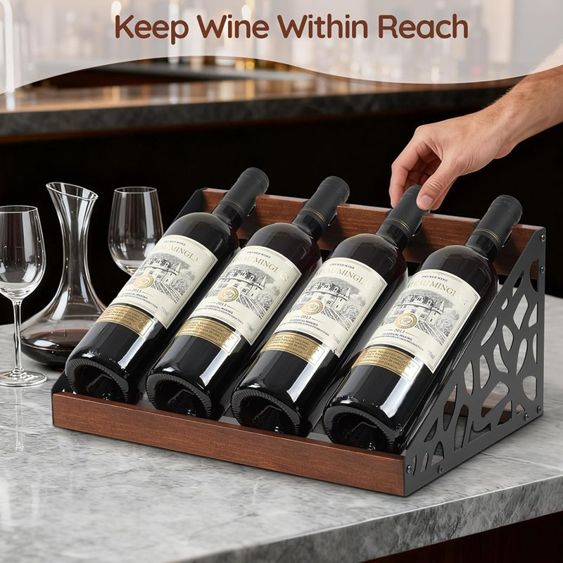 «Porte-bouteilles de vin autoportant en bois - Rangement de table pour armoire, garde-manger, table ou cuisine»