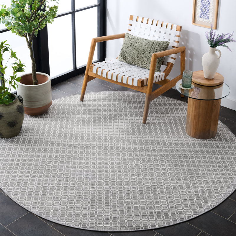Terrace 808 Geometric Indoor/Outdoor Rug, Round 6'7"