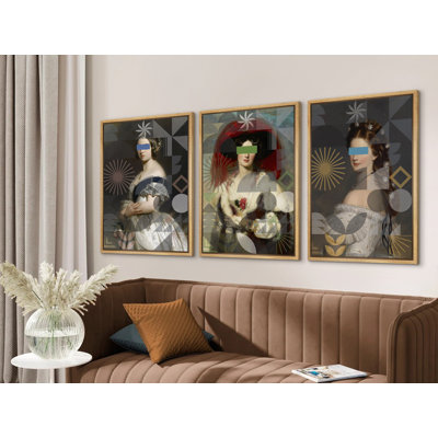 «Portrait de femmes victoriennes élégantes et rétro vintage antique» - 3 pièces sur toile