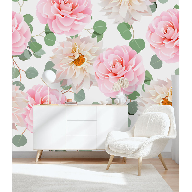 Austi Floral Wall Mural, Vinyl, 8.34" L x 100" W