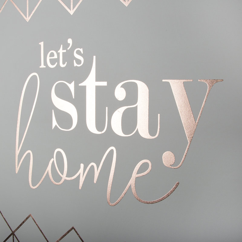 Art for the Home Lets Stay Home Metallic Typography Printed Canvas