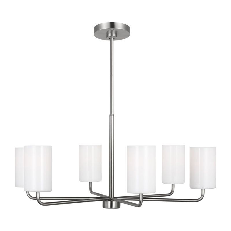 Lustre à 6 lumières Vincente, Acier brossé, Oui