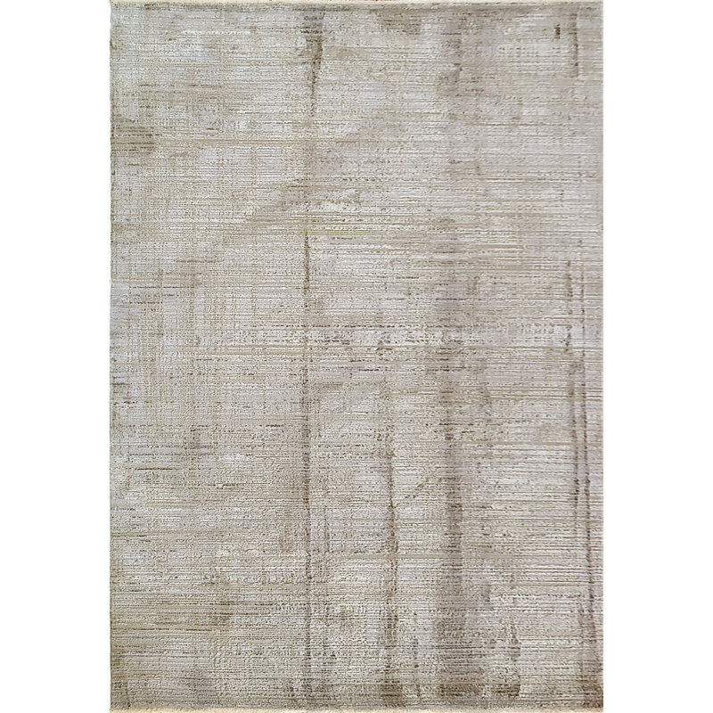 Abstract Beige/Taupe/Silver Area Rug, Rectangle 2'2" x 3'11"