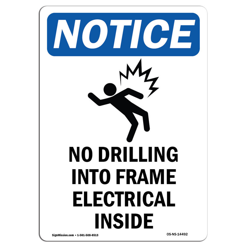 Signe «No Drilling Into Frame» avec symbole