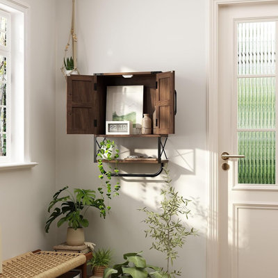 Farmhouse Medicine Cabinet with 2 Barn Doors, Rustic Bathroom Wall Cabinet, Vintage Storage Organizer