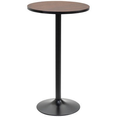 42" H Bar Height Round Bar Table, Rustic Industrial Pub Table, Elm Wood Top Bistro Table With Metal Base