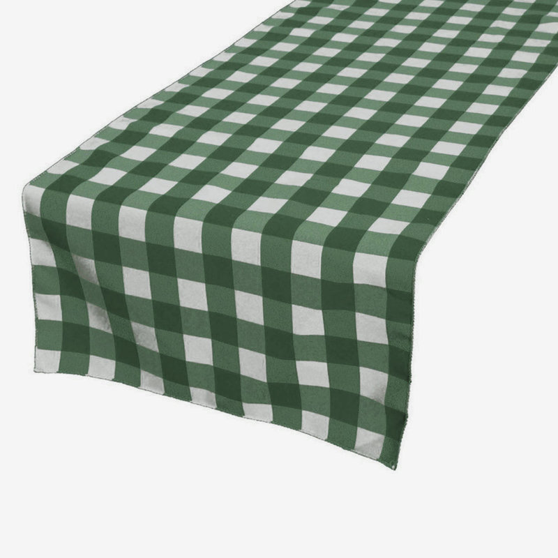Gingham Checkered Print Table Runner, 108" Rectangle, Hunter Green
