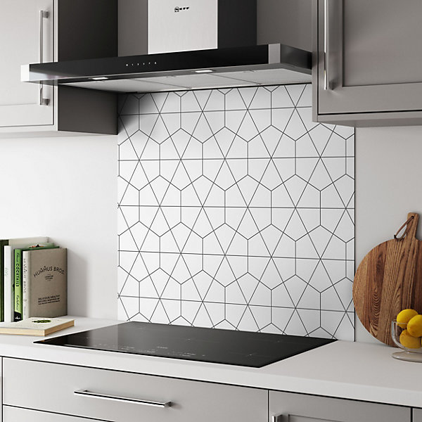 Geometry Aluminium Kitchen Splashback, 80 cm x 90 cm