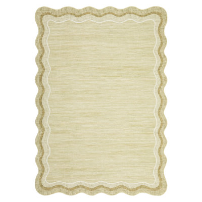Bordered Design Machine Washable Rug with Rubber Backing for Living Room Modern Non-Slip Dining Room Rug Easy-Cleaning Floor Carpet for Bedroom