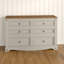 Wes 6 Drawer (3+3) Wide Chest of Drawers, Pine Wax Finish, Corona Design-20461127