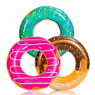 3Pack Donut Inflatable Pool Float with Glitters 32.5"