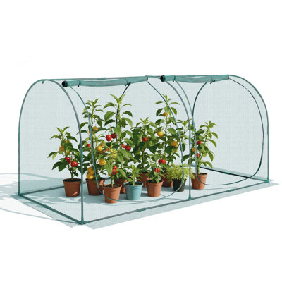Cage de culture, tente de protection des plantes 8,1 x 3,9 x 3,9 pi avec porte à fermeture à glissière, grande cage de culture résistante au vent, facile à installer, couvre-lit surélevé d'extérieur avec cadre, filet pour plante de jardin