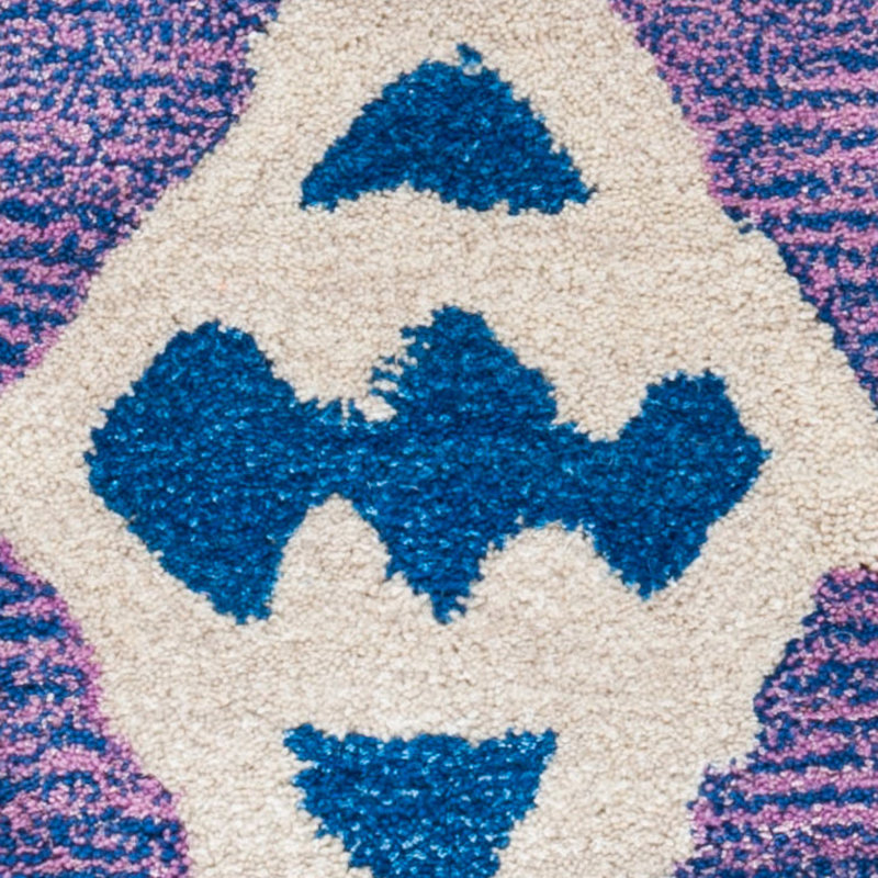 Tapis ikat en laine touffeté à la main Kouerga, Rond 5 pi