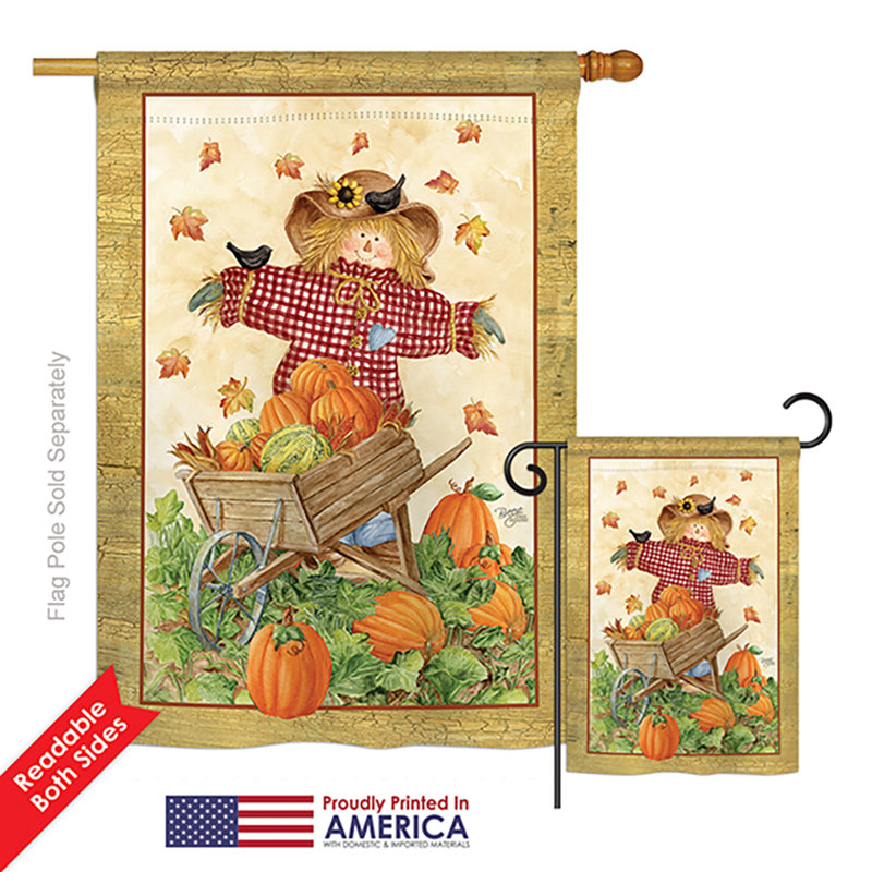 Ensemble de drapeaux en polyester 2 pièces Scarecrow Fall Harvest and Autumn