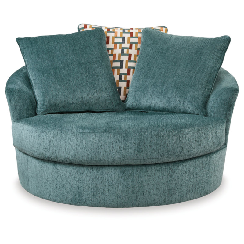 Dravion Upholstered Swivel Accent Chair, Spice Polyester