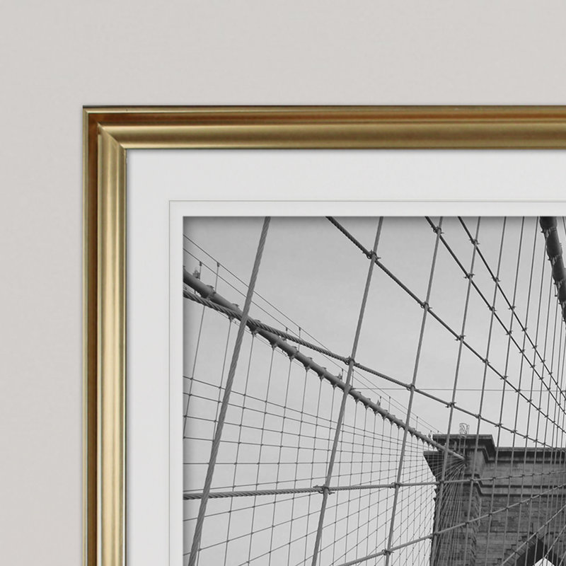 « brooklyn bridge », reproduction de peinture à l’huile, H 28 po x l 38 po x P 1,5 po, Cadre doré
