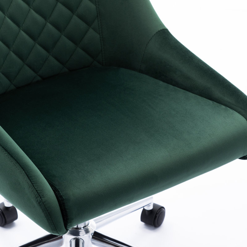 Velvet Task Chair, Dark Green, Chrome