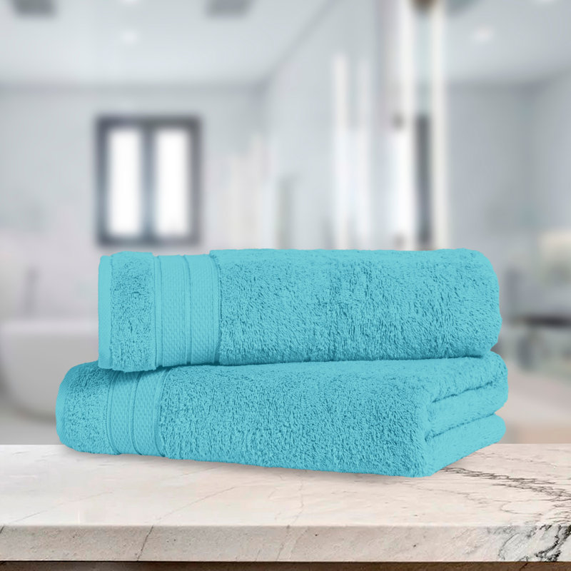 Elegant Comfort Three Line Popcorn Towel Set For Bathroom 27 X 54 Inches, Premium Hotel Quality 2-Pack Bath Towels, 100% Turkish Cotton, Soft And Durable, Quick Dry And Highly Absorbent