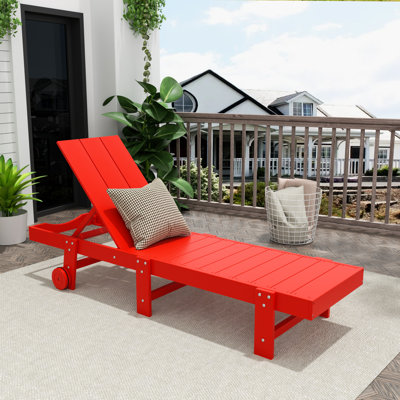Constanza 77.6" Long Outdoor All-Weather Poly Reclining Single Chaise