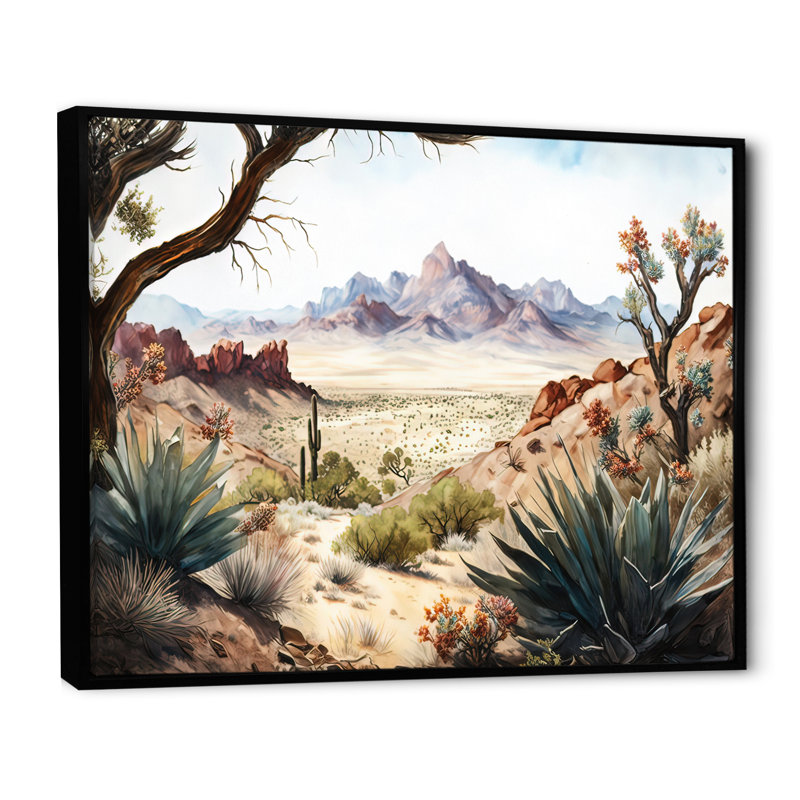Arizona Desert Scenery III - reproduction sur toile, H 30 po x l 40 po x P 1,5 po, Cadre flottant noir