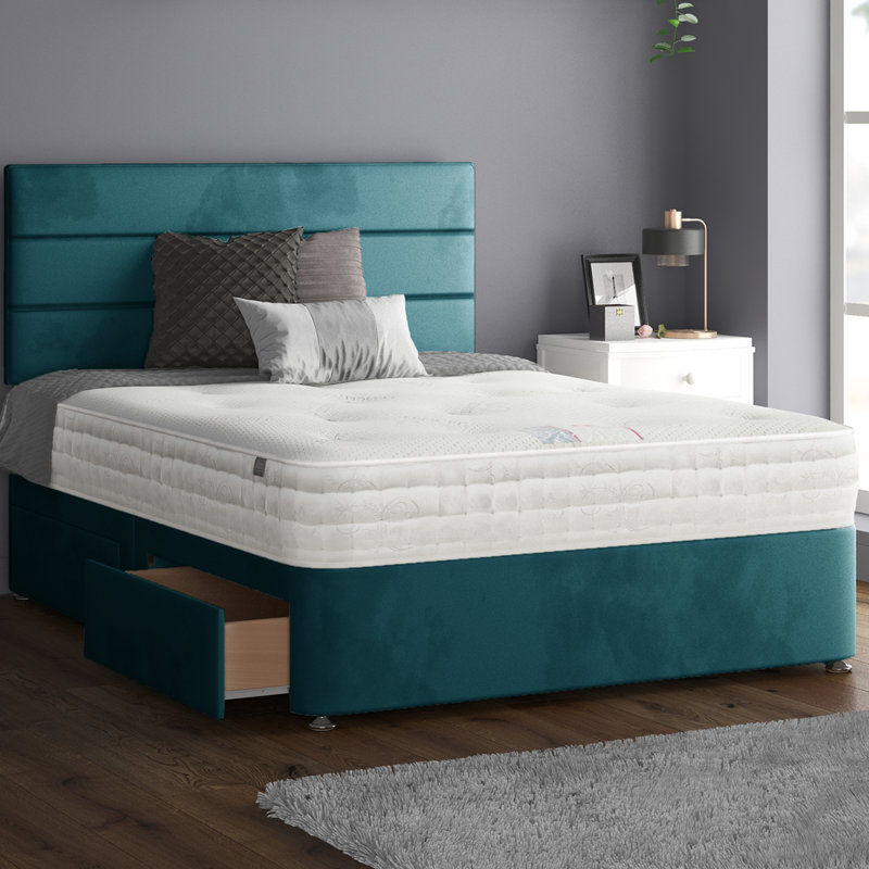 Hayder Divan Bed Base, Double (4'6), Mallard, 4 Drawers