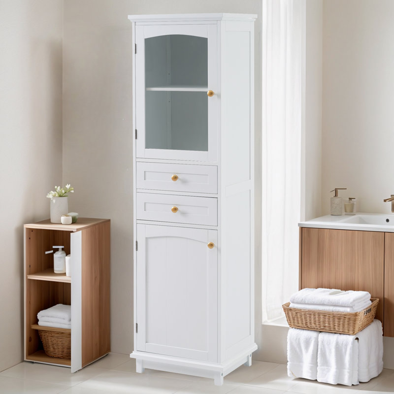 Freestanding Bathroom Cabinet With Drawers, White