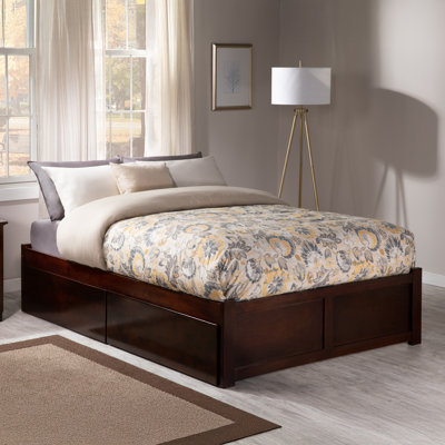 Concorde Solid Wood Storage Platform Bed with Footboard and Under Bed Drawers