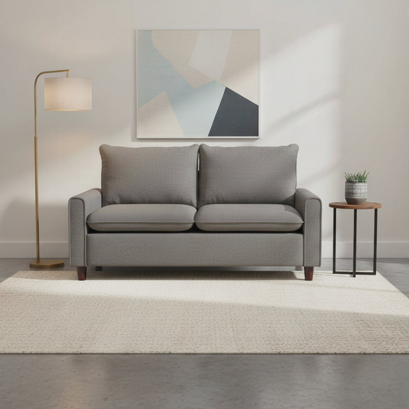 Causeuse-lit rembourrée en tissu Modern Modern, L 52,36 po, Tissu gris foncé