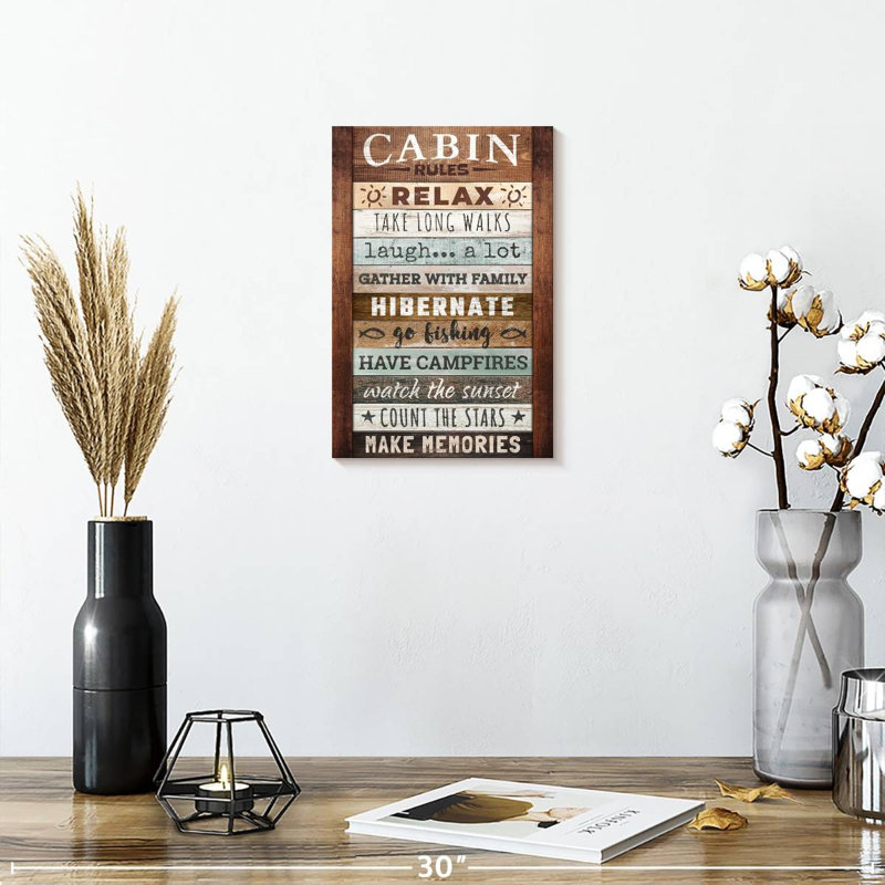 Cabin Rules I Canvas Print, 8" H x 12" W x 1" D