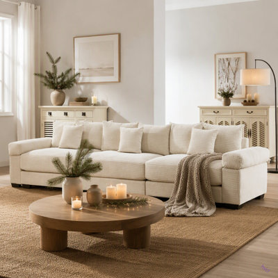 Canapé modulaire surdimensionné de 130 po en forme de nuage, canapé 3 places en velours côtelé de qualité supérieure avec accoudoirs très épais, coussin ergonomique, conception ergonomique et assemblage facile pour les salons