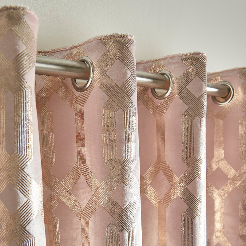 Agamjit Semi Sheer Curtain Pair, Width 168 x Drop 229 cm, Blush