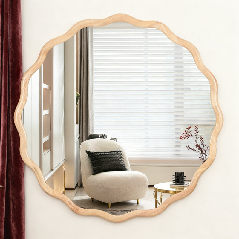 Miroir moderne 31 po x 31 po, 31 po x 31 po, Bois naturel