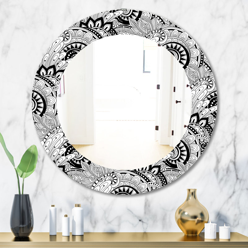 Miroir floral abstrait monochrome, H 31,5 po x l 23,7 po