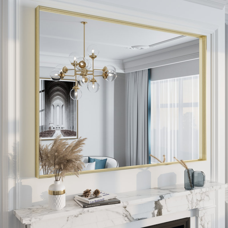 Miroir mural Aevar, 48 po x 36 po, Or brossé