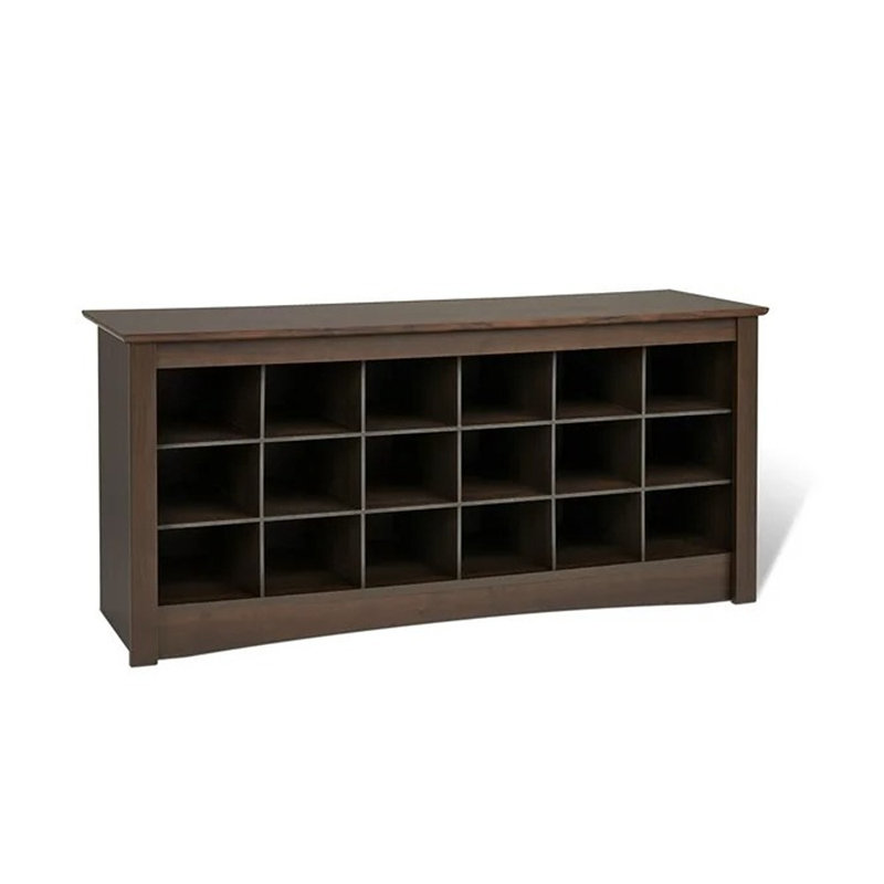 Espresso 18-Cubby Shoe Storage Bench with Seating