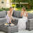 Bobia 13-piece Modular Outdoor Wicker Sectional Sofa Set With Propane Fire Pit Table, Wide Armrests, Rattan Patio Conversation Set With Coffee Table And Cushions-1377889999