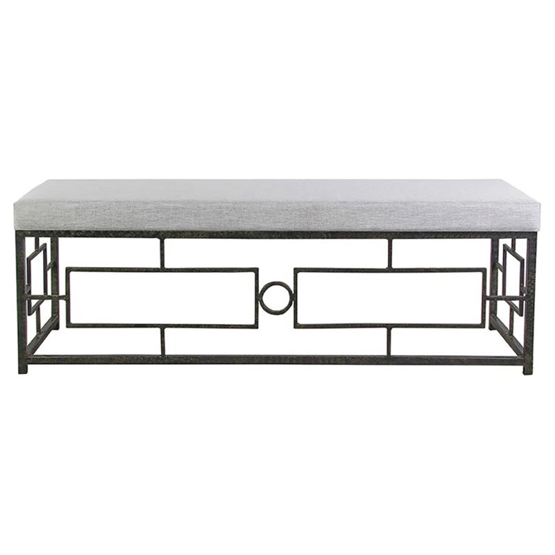 London Upholstered Bench, Antique Black/Dove Gray