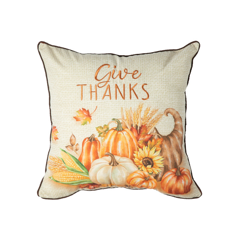 Embroidered Outdoor Throw Pillow