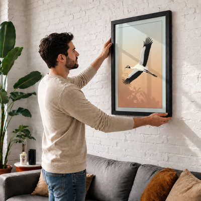 Crane in Flight Minimalist - Framed Print
