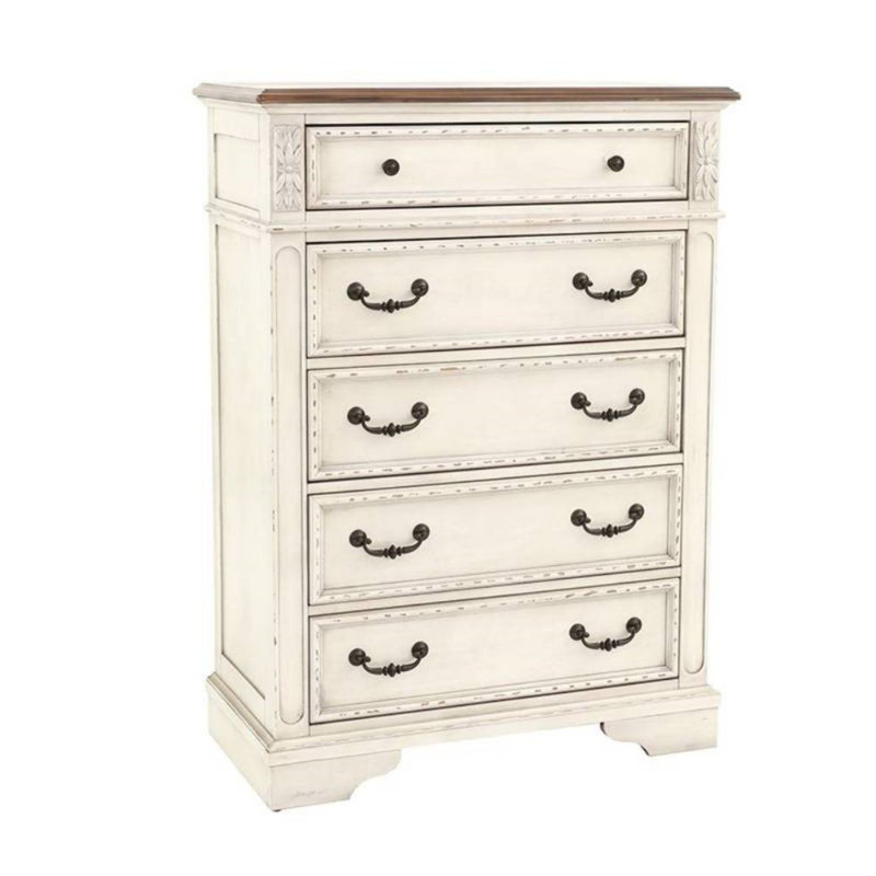 Commode de rangement en bois blanc antique antique avec commode 1 pièce