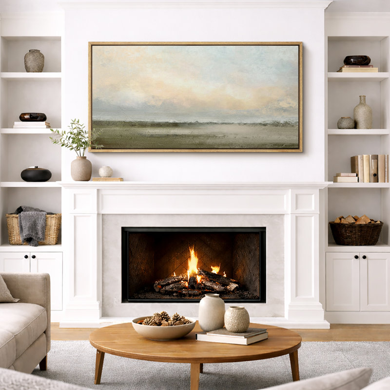 Magnifique reproduction d'art sur toile encadrée, Reproduction avec cadre flottant, H 30 po x l 60 po, Naturel