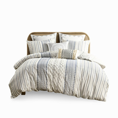 Full/Queen Cotton Chenille Bedding - Multicolor Geometric Print, Comfortable Nights 100% Duvet Cover For Queen Bed Designs, Breathable Fabric