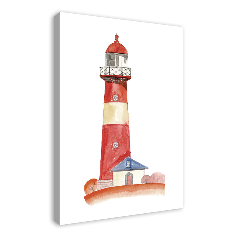 Phare rouge sur toile, H 36 po x l 24 po x P 1,25 po