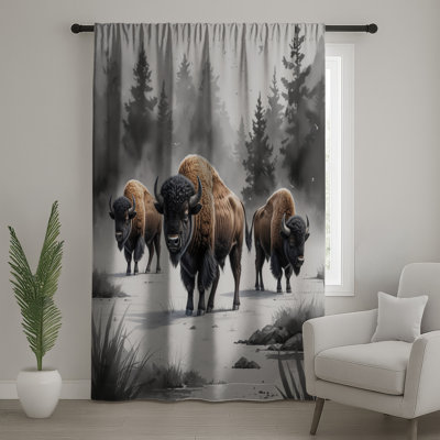 Rideaux de fenêtre Bison In Winter Landscape