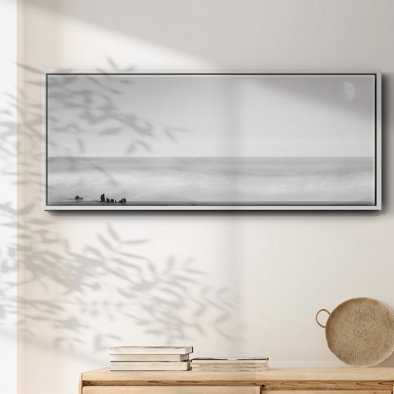 Panneau noir et blanc d'eau, toile encadrée, Blanc, H 8 po x l 20 po x P 1,5 po