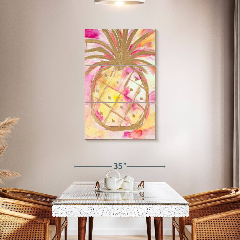 Pink Gold Pineapple, 45" H x 28" W