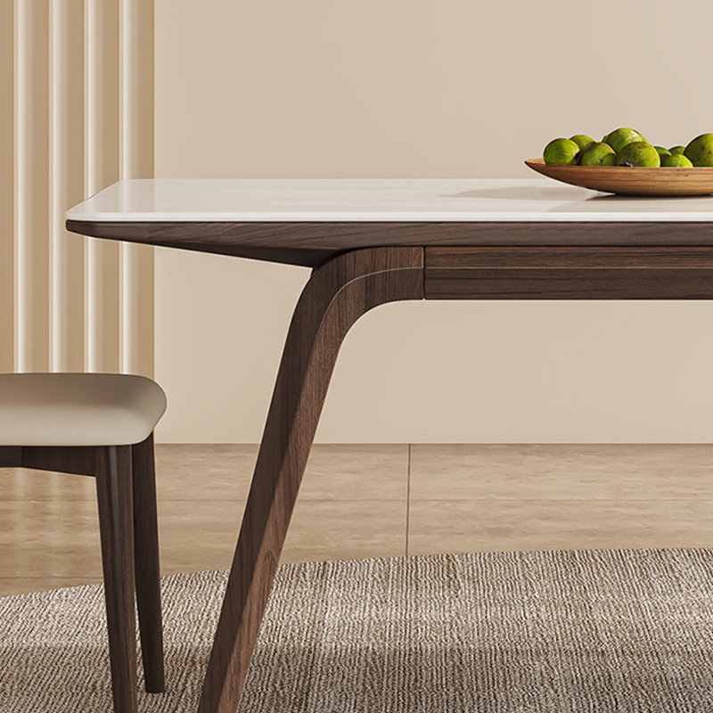 Sintered stone solid wood ash dining table set, 29.53"H x 55.12"L x 31.5"W